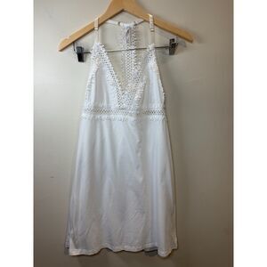 Flora Nikrooz Lace Trim White Slip Dress Women’s Size Medium Nightgown Elegant